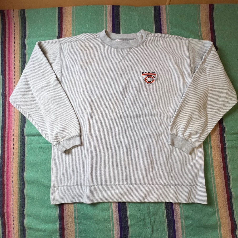 NFL Chicago Bears Sweatshirt Mens XL Grey Ribbed Knit Crewneck Long Sleeve